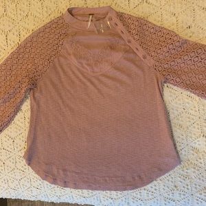 Free people knit top with floral detail